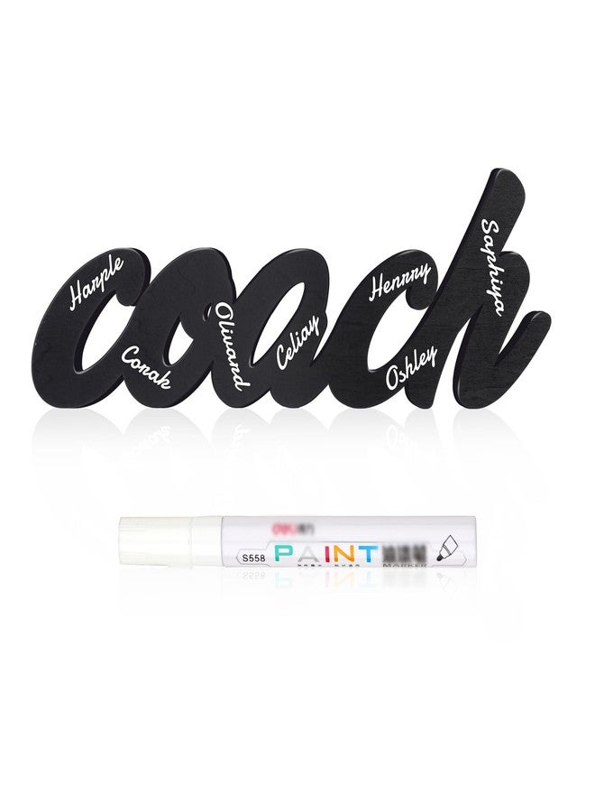 KOYILTD Coach Wood Word Sign with Pen Wooden Word Sign for Coach Black Letters Wooden Sign for Coach Basketball Coach Gifts Soccer Coach Gifts Coach Gifts for Men Women (Modern) - Image 1